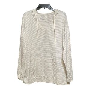Striped French Terry Grey & White Stripped Hoodie Top 1X